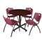 Kobe Kobe Round Table & Chair Set, Wood, Metal, Plastic Top, Mahogany TKB42RNDMH47BY - alternate 1